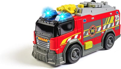 Brandweerauto met water spuitfunctie, sirene en licht - Speelgoed voor kinderen vanaf 3 jaar - 15 cm