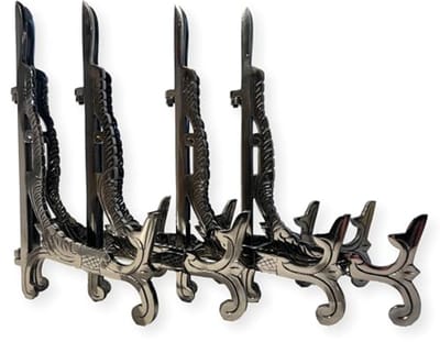 Set van 4 grote metalen ezels voor foto's en decoratieve borden - Antieke nikkel afwerking - 25 cm (H) x 15 cm (D)
