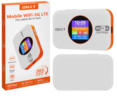 DNXT 4G LTE WiFi Router zonder Simkaart – Draagbare MiFi Hotspot – Mobiel Internet Router – WiFi 6 – 300 Mbps – Draadloze Simkaart Router voor Thuis, Reizen, Camper, Studenten, Backup Internet-Wit