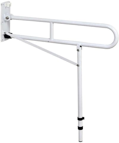 Wc Wandsteungreep - Inklapbare Handgreep - Veiligheid Badkamer - Met Steunpoot - 76 cm Lang - Wit