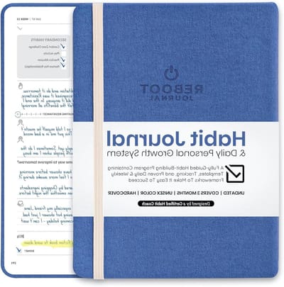 Groeidagboek - Zelfverbetering Planner - Dagelijkse Structuur - Volledig Begeleid Systeem - Notitieboek Formaat - Blauw