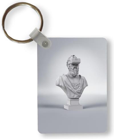 Sleutelhanger - Standbeeld van een man met VR bril - Uitdeelcadeautjes - Plastic