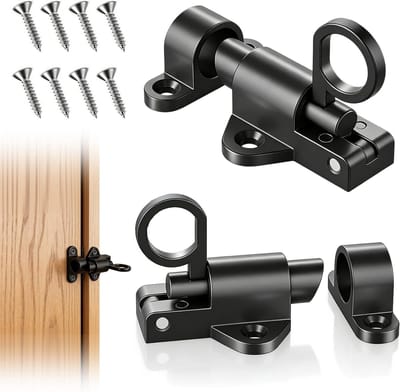 Set van 2 metalen deursloten en sluitingen, automatisch slot voor tuinhekken, kastdeuren en huisdierenkooien