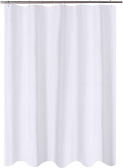 Famanu - Witte stoffen douchegordijn 152x183 cm, hotelkwaliteit, schimmelwerend en wasbaar