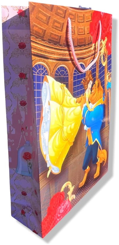 3 Luxe Belle en het Beest Disney Cadeautasjes A3 formaat 33x44cm - Kerst Papieren cadeautasjes met Full-color bedrukking