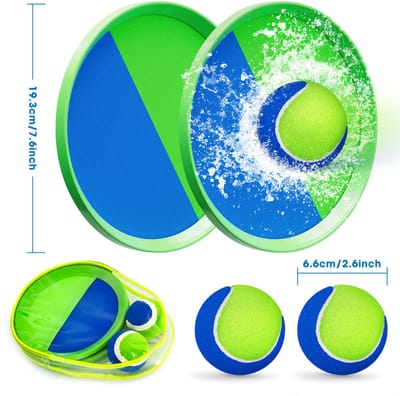 Klittenbandbalspel – Strandspeelgoed en buitenspel om mee te gooien voor kinderen en volwassenen – Speel in de tuin, op het strand en in de buitenlucht – Speelgoed, spel en cadeau voor jongens en meisjes van 2-10 jaar – (Limegroen)