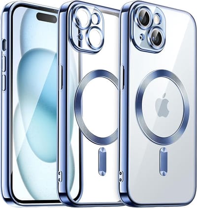 Hoesje Geschikt voor iPhone 15 Hoesje - Geschikt voor MagSafe - Arara siliconen Backcover - Blauw