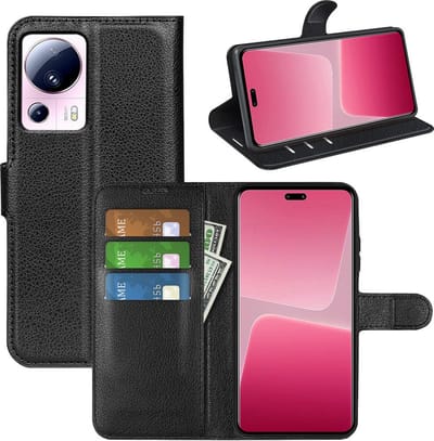 MobyDefend Hoesje - Geschikt voor Xiaomi 13 Lite - Kunstleren Wallet Book Case (Sluiting Voorkant) - Zwart