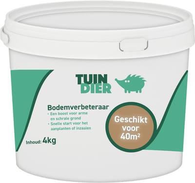 Bodemverbeteraar | TUIN-DIER® | Grondverbeteraar | Bodemverbeteraar gazon | Bodemverbeteraar moestuin | Bodemverbeteraar aanplantingen | 100% natuurlijk | In handige bewaaremmer | 4.000 gram | 4 kilogram | TUIN-DIER