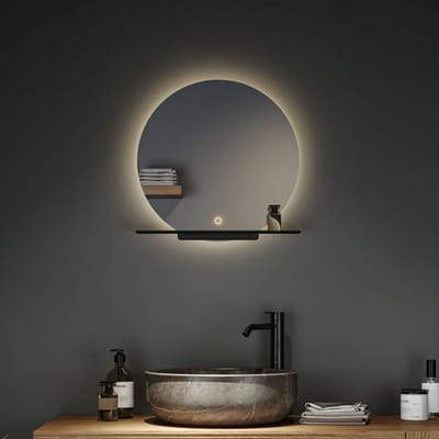LED-verlichte spiegel Miro IP44 Tunable White 500lm 230V 11W Spiegel, Zwart mat