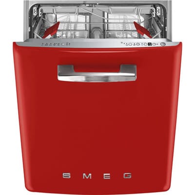 SMEG Koelkast Retro Vrijstaande ijskast Vaatwasser, Jaren 50, Onderbouw, 60 cm, Aantal couverts: 13, Rood, B