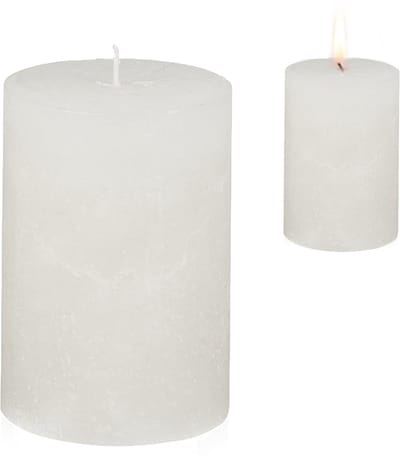 Candelo hoogwaardige kaars Kerst Ambiente rustiek – wit – stompkaars 12 cm – lange brandduur ca. 54 uur – kerstkaarsen voor adventskrans