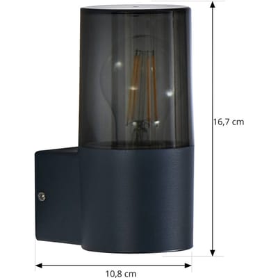 Lindby - Wandlamp buiten - 1licht - Aluminium, kunststof - H: 16.7 cm - E27 - rokerig grijs