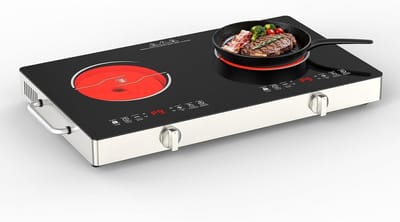 Dubbele Kookplaat - Elektrisch Fornuis - Snel Koken - 9 Vermogensstanden - 3520 Watt - Zwart