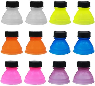 Dailygoods- Stofdichte Deksels 12 Stuks - Voedsel-Rang Plastic - Beschermende Deksel - Waterbekers - Kleurenset - Veilig en Duurzaam - Drankdeksel