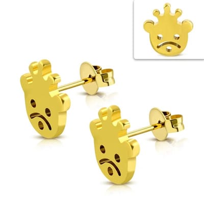 Aramat Jewels | Oorbellen | RVS Goudkleurige Smiley Oorbellen | | | |8mm | Staal | Kinderen, Volwassenen | Verkleurd niet