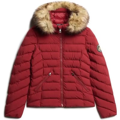 Superdry - Gewatteerde Fuji-jas met capuchon van imitatiebont - Dames - Gewatteerde jassen