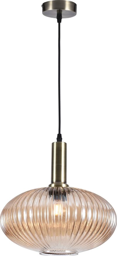 Olucia - CHARLOIS - Hanglamp - Amber / Goud - Vorm: Ovaal
