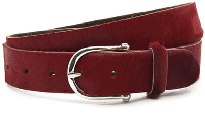 Damesriem rood hair-on - 4 cm breed - Leer - Jeans riem - Stoer - Maat 85