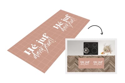 Keukenloper - Loper keuken - Spreuken - Quotes - Juf - Hé juf dankjewel! - 120x50 cm - Keukenloper vinyl
