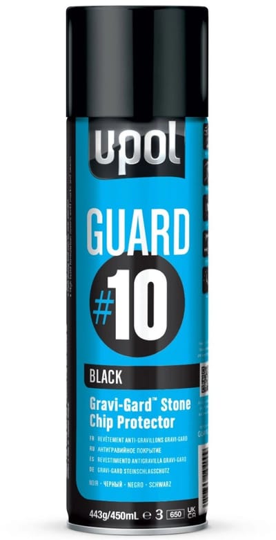 U-POL #10 GUARD Anti Steenslag Coating ZWART spuitbus 450ml