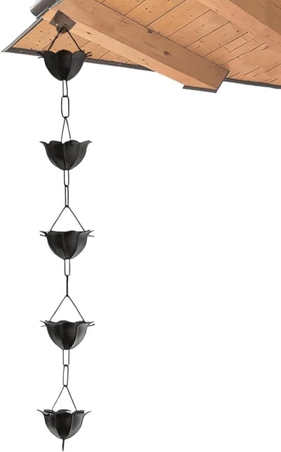 Regenketting - Waterafvoer - Dakgoot Alternatief - Weerbestendig Aluminium - 1 meter - Zwart