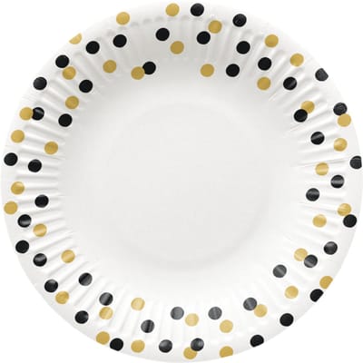 Papieren bordjes - 18 cm - Confetti Gold-black