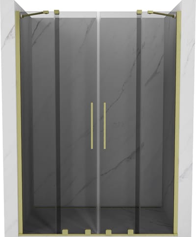 Mexen Velar Duo schuifdouchedeur 140 , grafiet, geborsteld goud - 871-140-000-42-55