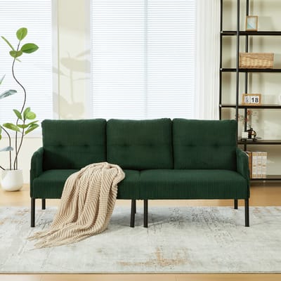 MODFU 3-Zitsbank - Ergonomische Rugleuning - Zijvak - Modern - Woonkamer - Ribfluweel - Smaragdgroen