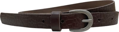 Arrigo - Tailleriem Dames - 2 cm - Donkerbruin - Leer - Riem - Croco print - Totale Riem lengte 110 cm - Taille maat 90 cm