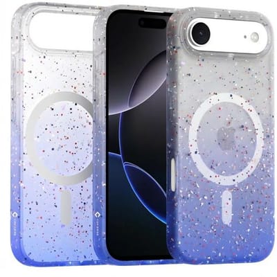 Coverzs Recycled Magsafe hoesje geschikt voor iPhone 17 Air - Magsafe telefoonhoesje - Glitter hoesje - Schokbestending