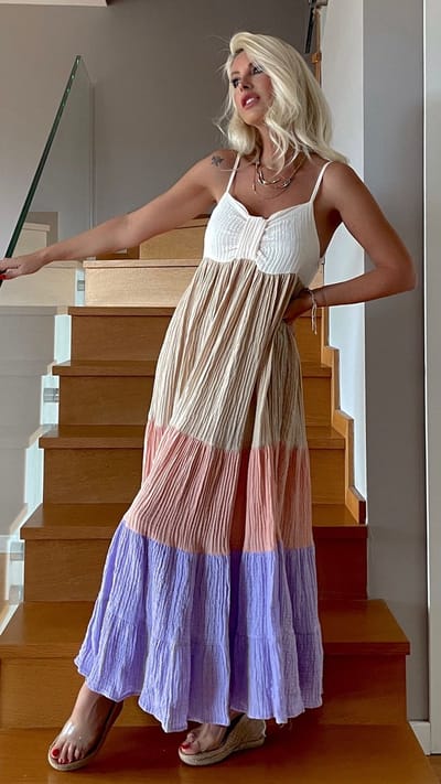 Jurk/Cream/Multi/SIRMAZA