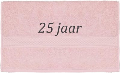 Handdoek - 25 jaar - 100x50cm - Roze