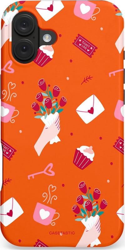 Casetastic hoesje geschikt voor Apple iPhone 16 Plus - MagSafe - Dubbellaagse bescherming - Valentijnsdag Feest - Fashion Case - Oranje Koraal