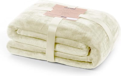Extra Zachte Microvezel Plaid 70x150 cm Ecru - Fleece Deken voor Bank en Bed