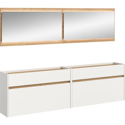 Moderne Garderobecombinatie met LED-verlichting - 4-delige set met spiegels en schoenenkasten - 192x220x32cm