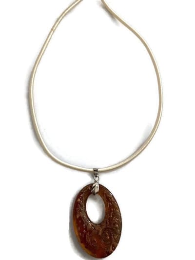 Petra's Sieradenwereld - Ketting met handgemaakte hanger bruin (860)