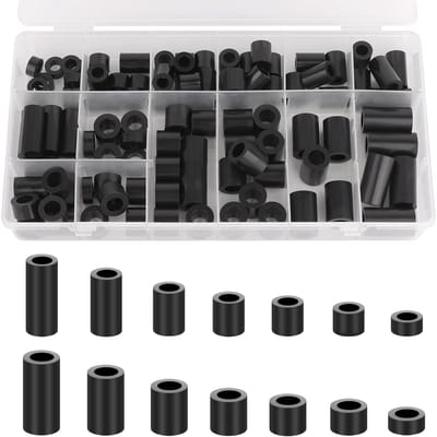 NTHProducts - Spacer Sleeves - 110 Stuks - Kunststof - M6 M8 - Inclusief Opbergdoos - Voor Circuitborden - Zwart