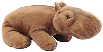 PIA Soft Toys - Pluche Knuffeldier Nijlpaard - bruin - met bonen - staand - 24 cm