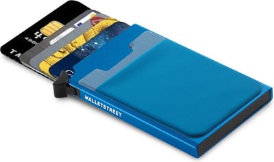Walletstreet Uitschuifbare Pasjeshouder CB2 Plus collection-Walletstreet Aluminium Creditcardholder/Creditcardhouder Card Protector Anti-Skim/ RFID Card Protector 7 Pasjes – Blauw/Blue