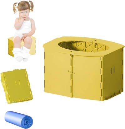 SnelShoppen - Opvouwbaar Kindertoilet - Draagbare Reispot voor Kinderen - Compact Babytoilet in Geel - Ideaal voor Reizen, Camping en Thuisgebruik