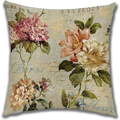 Linnen Kussensloop Amerikaanse Vintage Bloemen Kussensloop Voor Bank Huis Woonkamer Slaapkamer Huisdecoratie, 40X40 45X45 50X50 60X60 Linen 40*40(CM)-1Pcs