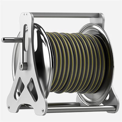 Metalen Slanghaspel - Tuinslanghouder - Tuinonderhoud Buiten - Volledig Metalen Constructie - Wand Vloer - Wit
