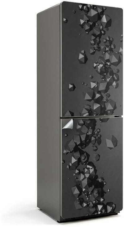 Wallfluent Koelkaststickers - Abstracte vormen in beweging Koelkast Folie - 60 cm x 190 cm - Zwart Koelkaststickers - Zelfklevende Koelkaststicker - Koelkast Decoratie - Koelkast Wrap - Koelkast Makeover