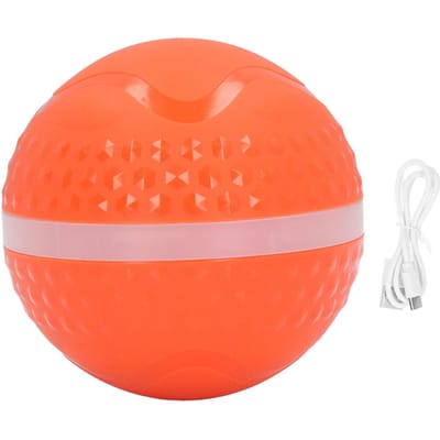 Actieve Rollende Bal Verveling Verlichting Waterdicht Automatisch Interactief Hondenspeelgoed voor Middelgrote Grote oranje