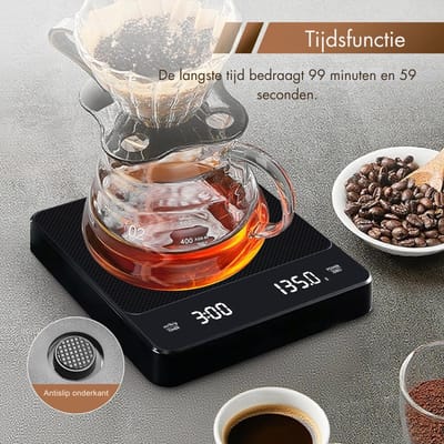 Nexvo® Koffie Weegschaal - Weegschaal - Scale - Zwart - 13cm x 16cm x 3cm