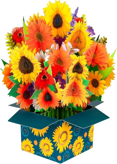 3D Pop-up Zonnebloem Wenskaart met Envelop en Notitiekaart