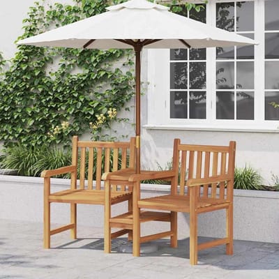 Tuinstoelen Set - Houten Stoelen - Buiten Ontspannen - Massief Teakhout - 152 cm Lengte - Natuurlijk Hout