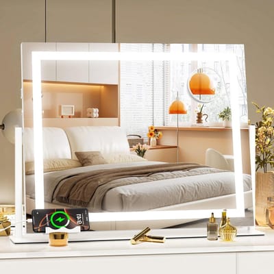 Make-upspiegel met verlichting - Verlichte spiegel - Nauwkeurige make-up - 3 lichtmodi - 10x vergroting - Wit