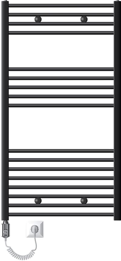 Elektrische badkamerradiator met verwarmingselement 900W 750x1200 mm antraciet recht met zijaansluiting LuxeBath